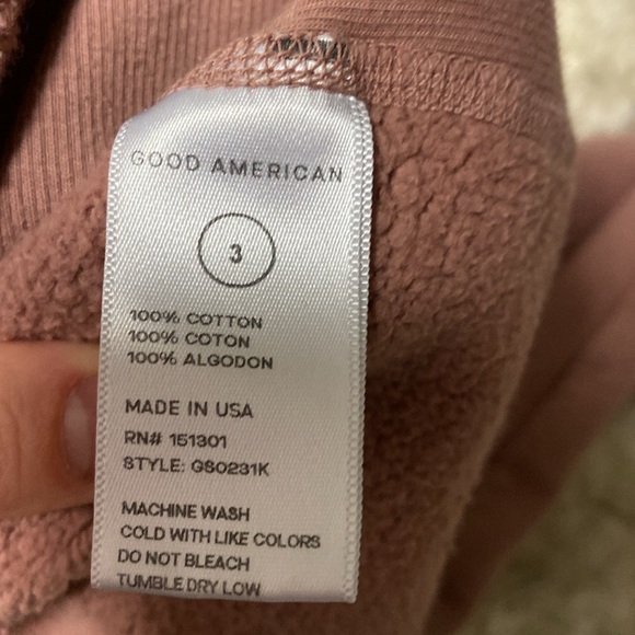Good American Mauve Cropped Sweatshirt Size 3 Medium - Picture 3 of 3